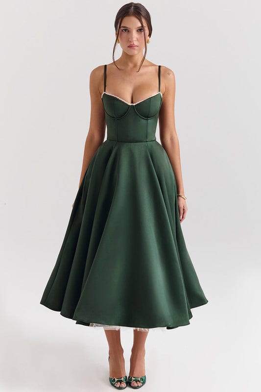 Cecilia Dames Midi Jurk | Mouwloos | Korsetstijl | Verborgen Zakken 0