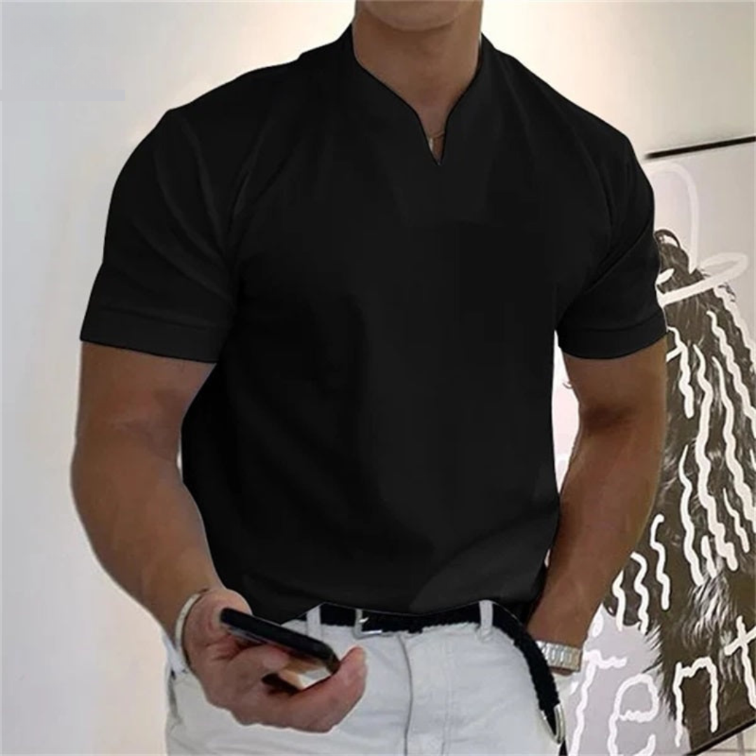 Maglietta Elegante Uomo | Collo alla Coreana & Taglio Slim Moderno