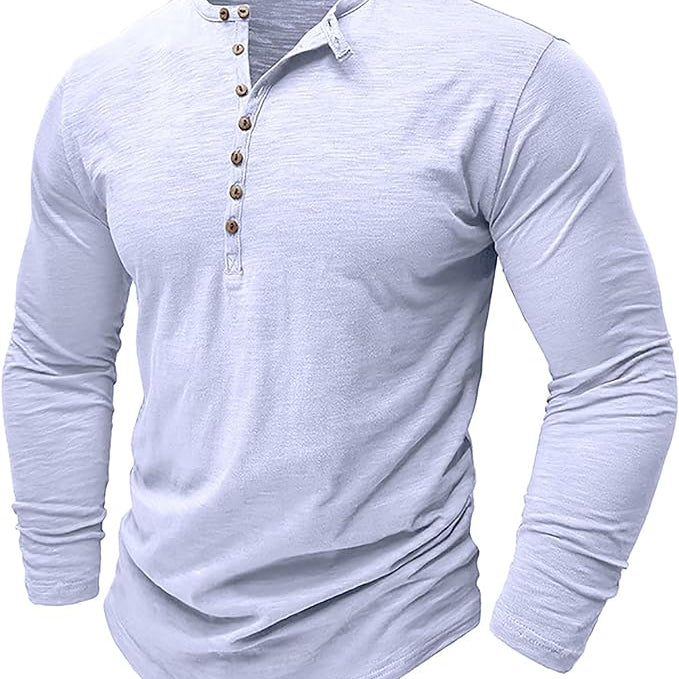 Męska bawełniana koszulka Henley – wygodna bluzka z długim rękawem na co dzień i do stylizacji smart casual
