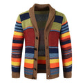 Męski sweter rozpinany z dzianiny z wzorem color-block