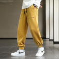 Męskie spodnie sztruksowe w stylu streetwear z elastycznym pasem i ściągaczami