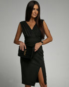 Abito Midi Elegante Donna | Vita Definita & Spacco Slancia