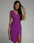 Abito Midi Elegante Donna | Vita Definita & Spacco Slancia
