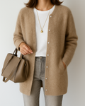 Cardigan donna invernale con bottoni e collo rotondo