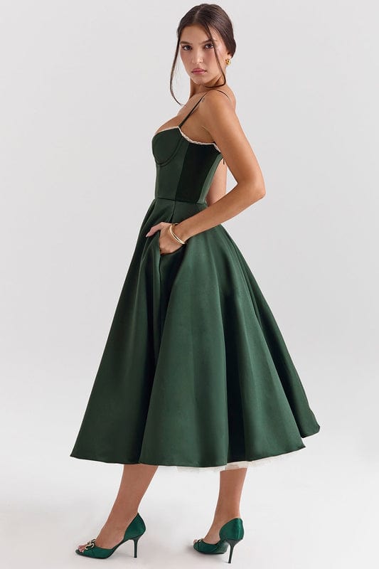 Cecilia Dames Midi Jurk | Mouwloos | Korsetstijl | Verborgen Zakken 2