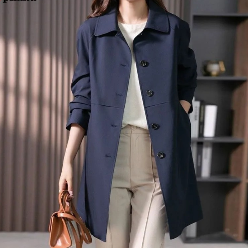 Classic Single-Button Down Women’s Trench Coat