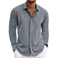 Men’s Cotton-Linen Long-Sleeve Shirt – Slim Fit