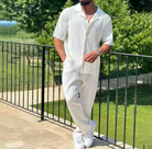 Men's Pleated Shirt and Trousers Set for Summer Style 1