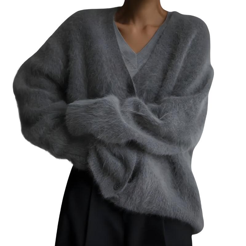Women's Fuzzy Cardigan Button Front Knit