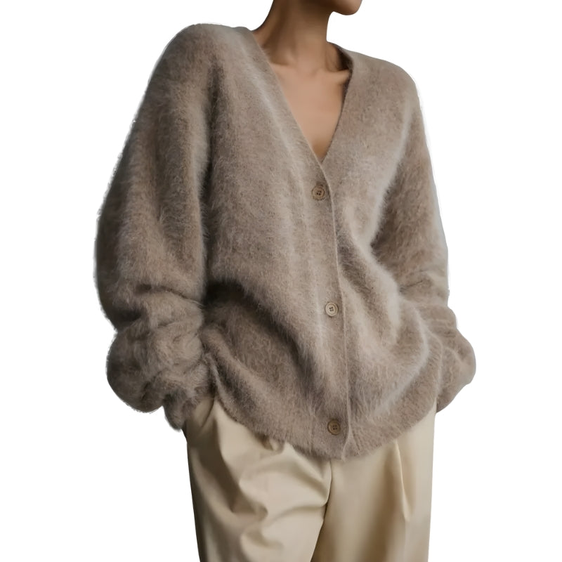 Women's Fuzzy Cardigan Button Front Knit