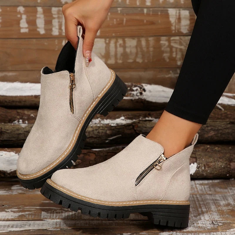 Women’s Zip Ankle Boots with Chunky Sole