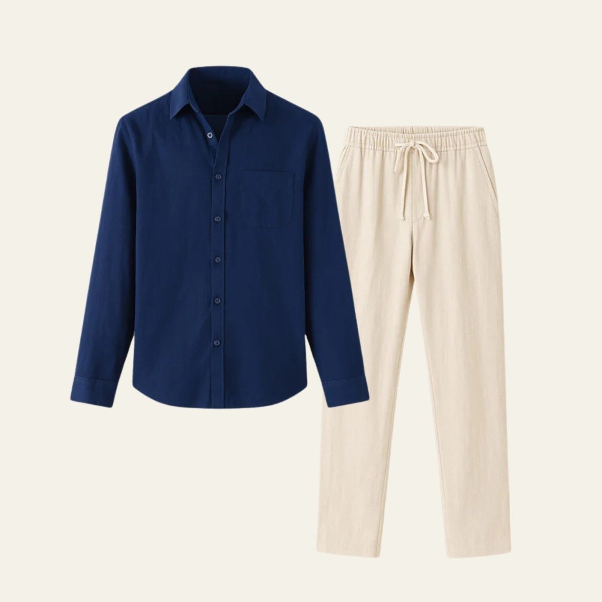 Conjunto elegante de camisa y pantalones para hombre