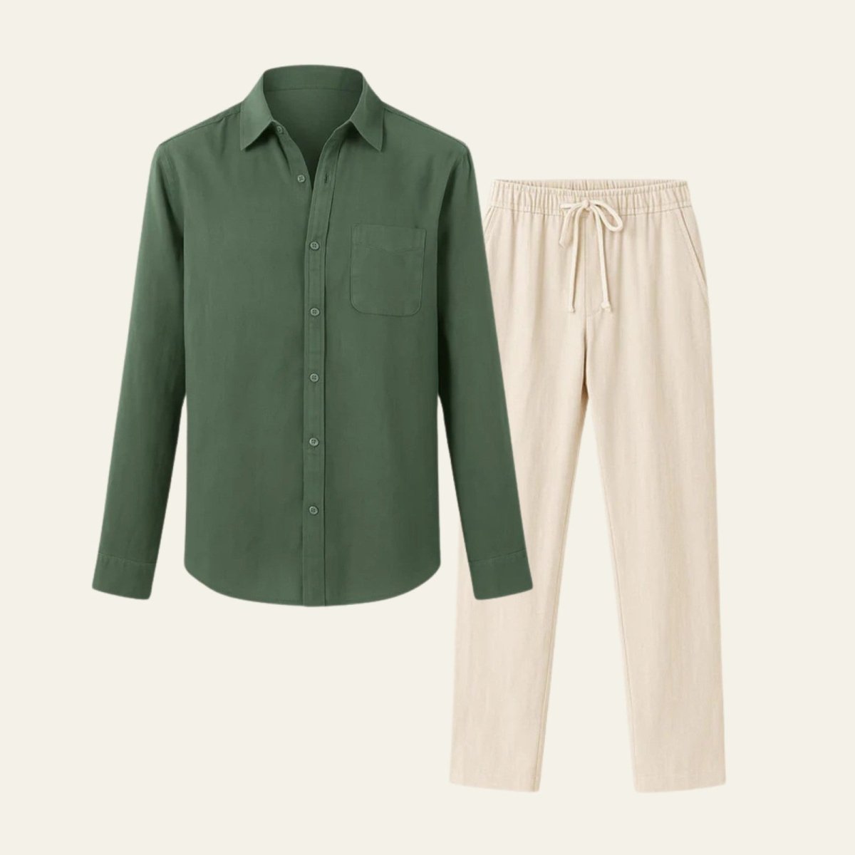 Conjunto elegante de camisa y pantalones para hombre