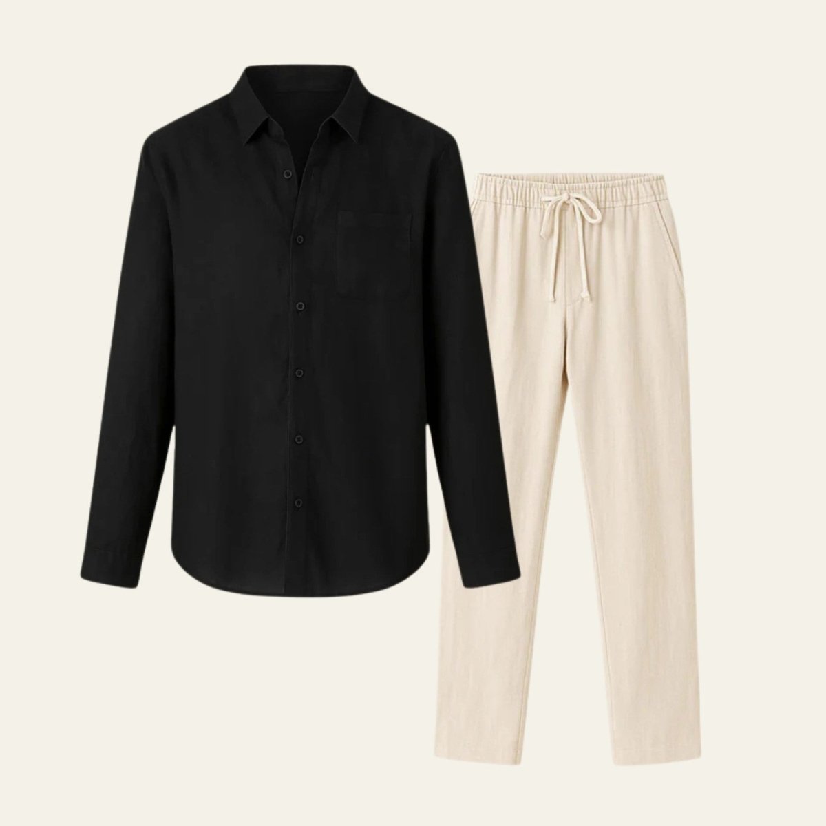 Conjunto elegante de camisa y pantalones para hombre