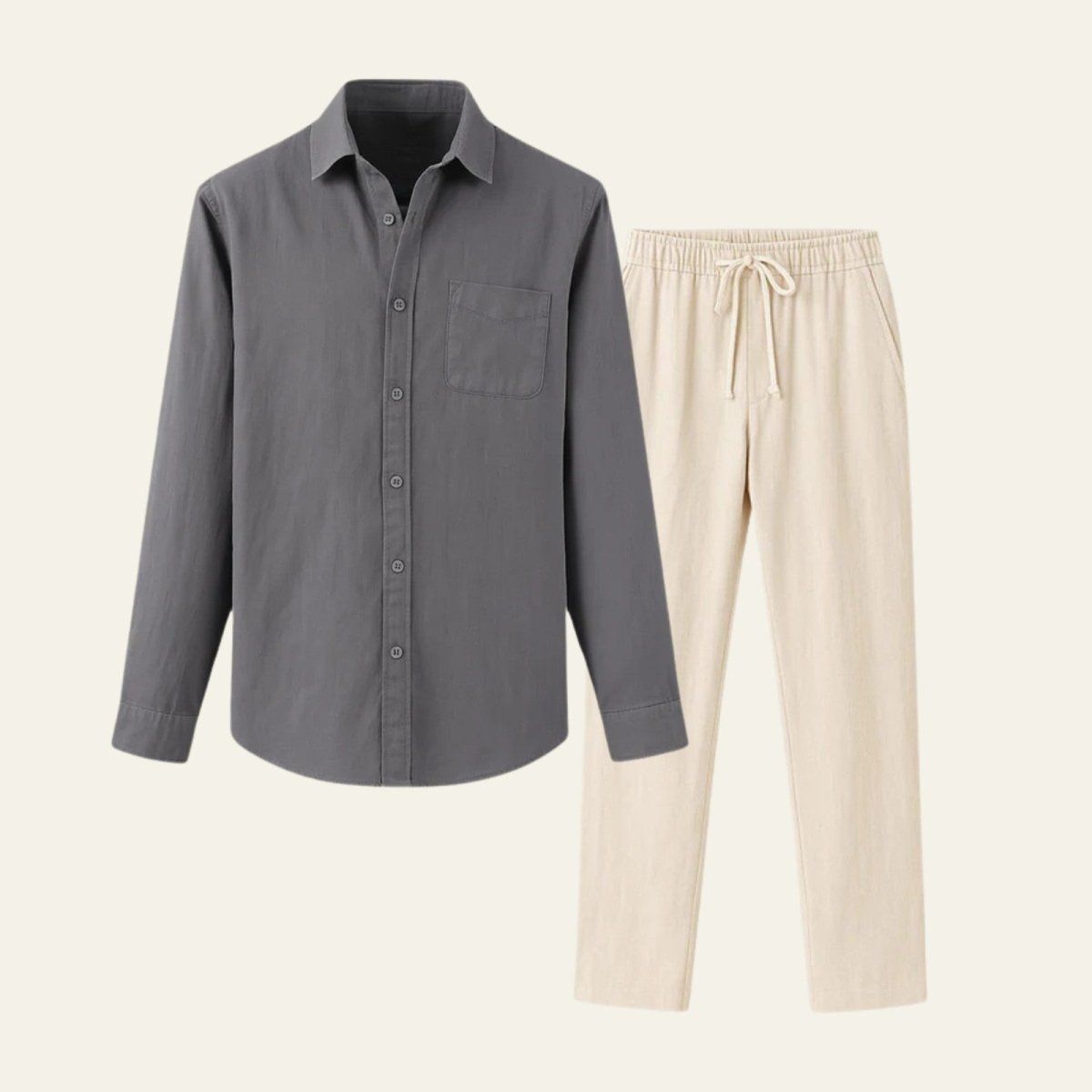 Conjunto elegante de camisa y pantalones para hombre