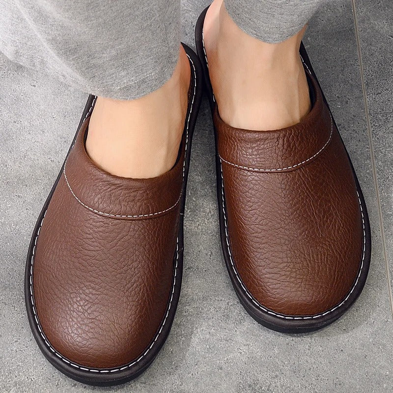 Xavier | Mens Leather Slippers – Ergonomic Comfort-1