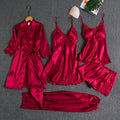 Conjunto de Pijama de Satén para Mujer de 4 Piezas – Suave y Transpirable